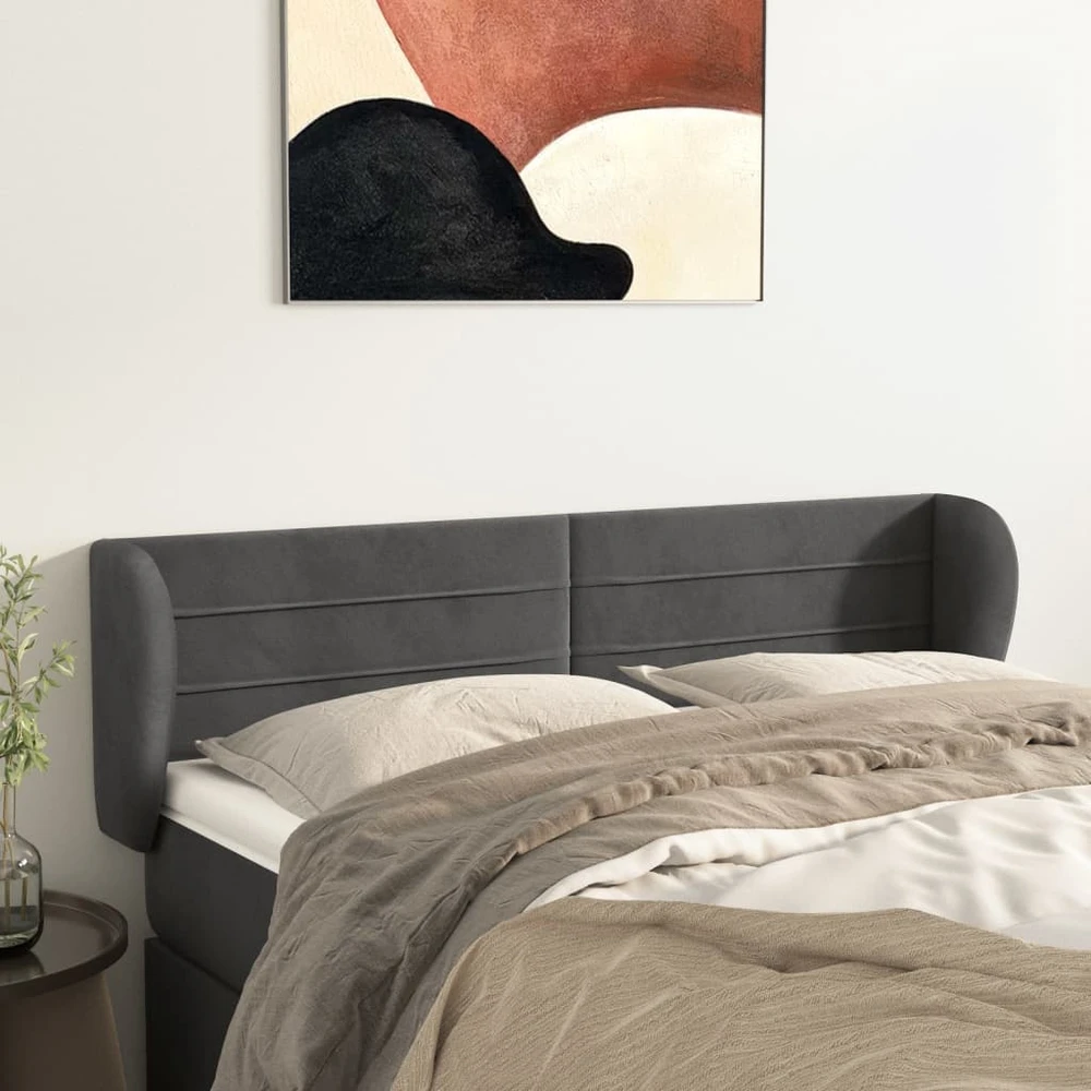 Galvūgalis su auselėmis, tamsiai pilkos,147x23x78/88cm, aksomas