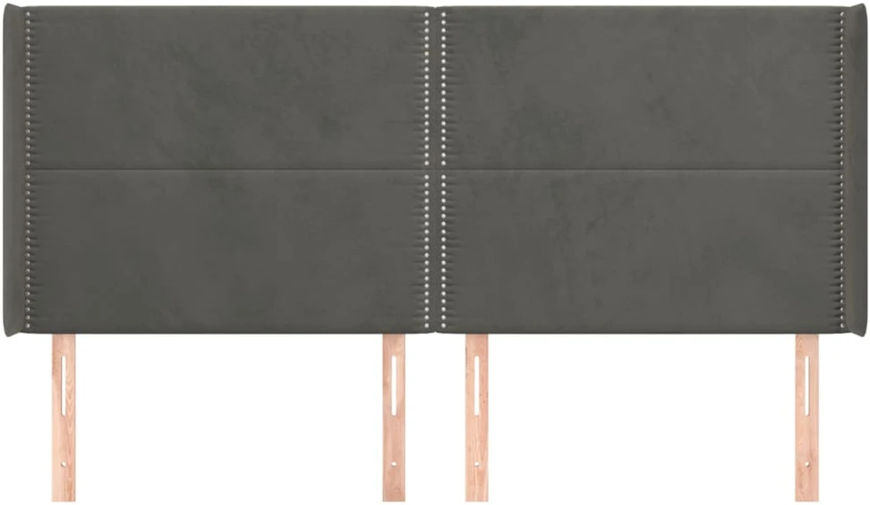 Galvūgalis su auselėmis,tamsiai pilkos,203x16x118/128cm,aksomas
