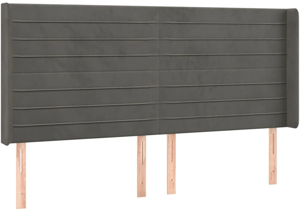 Galvūgalis su auselėmis,tamsiai pilkos,203x16x118/128cm,aksomas