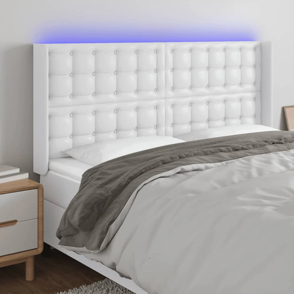Galvūgalis su LED, baltos spalvos, 147x16x118/128 cm