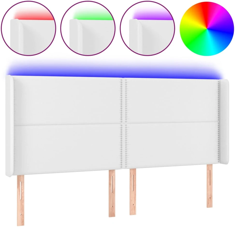 Galvūgalis su LED, baltos spalvos, 203x16x118/128 cm