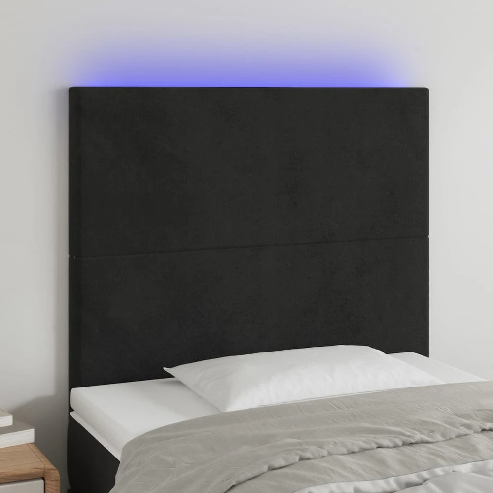 Galvūgalis su LED, juodos spalvos, 100x5x118/128cm, aksomas