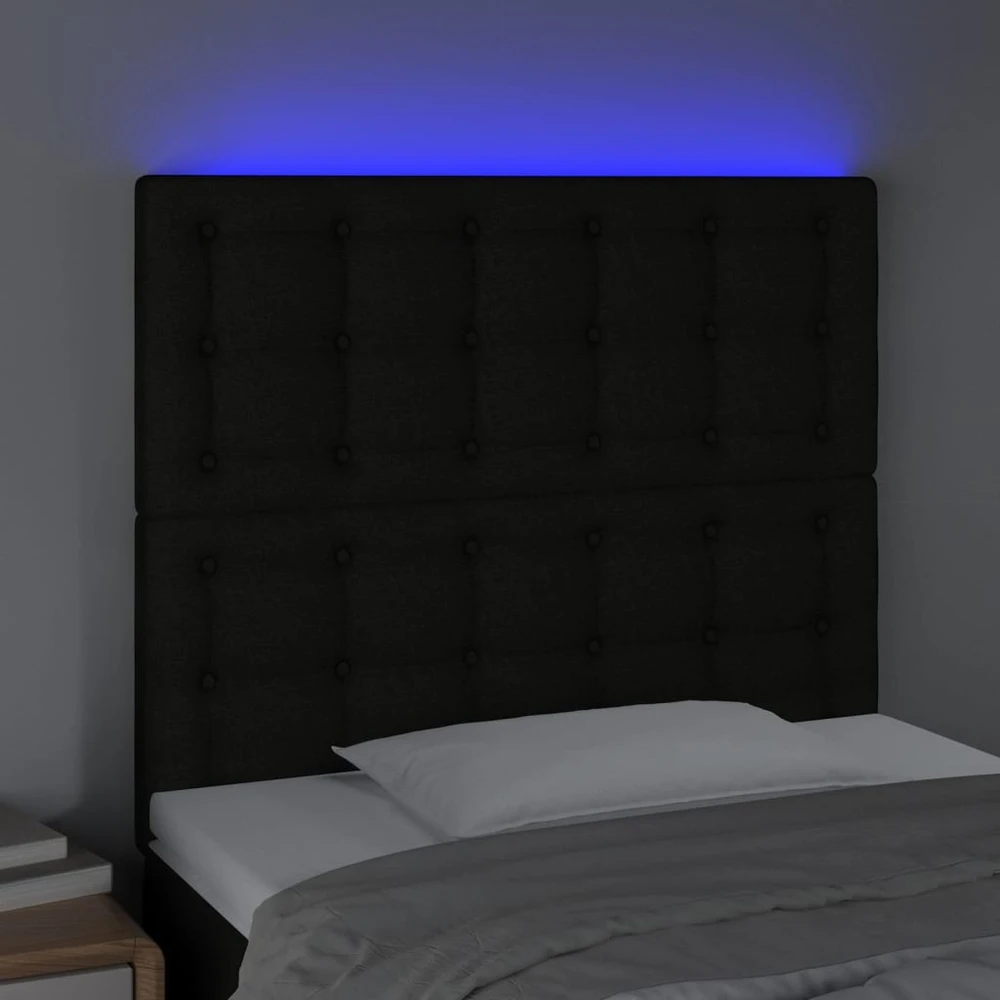 Galvūgalis su LED, juodos spalvos, 100x5x118/128cm, audinys