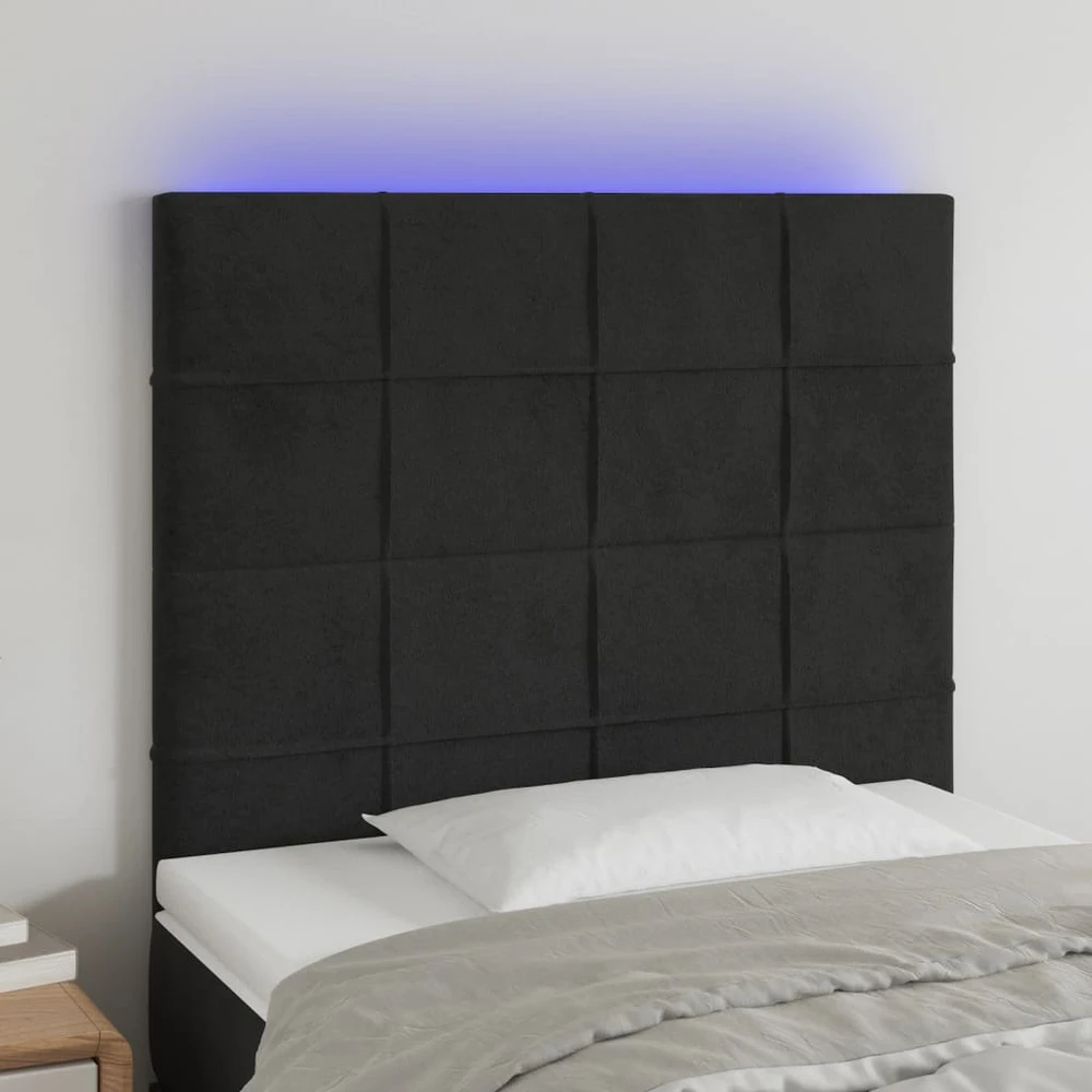 Galvūgalis su LED, juodos spalvos, 100x5x118/128cm, aksomas