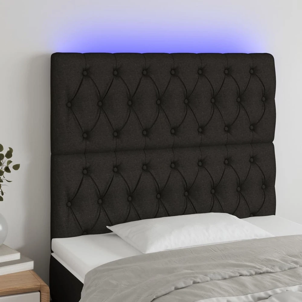 Galvūgalis su LED, juodos spalvos, 100x7x118/128cm, audinys