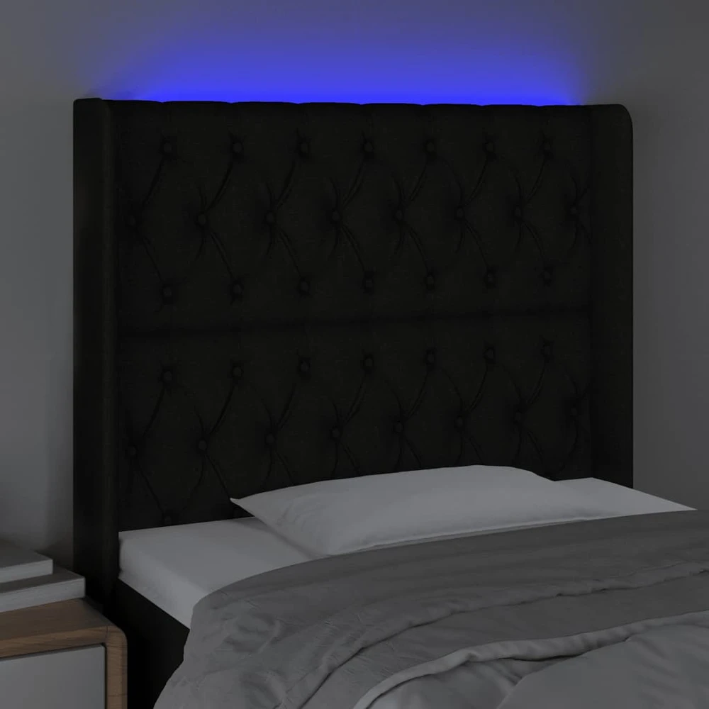 Galvūgalis su LED, juodos spalvos, 103x16x118/128cm, audinys
