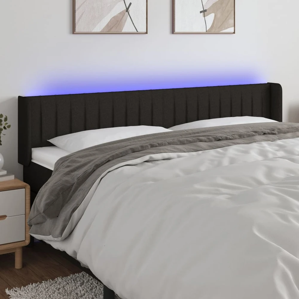 Galvūgalis su LED, juodos spalvos, 163x16x78/88cm, audinys