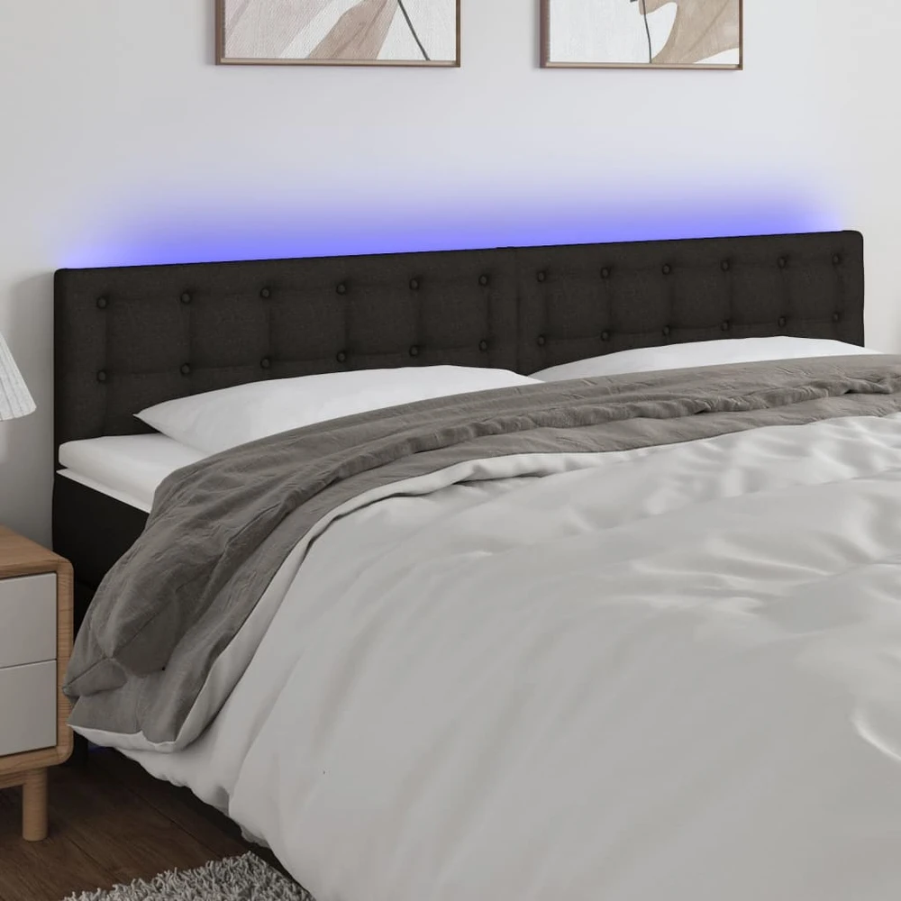 Galvūgalis su LED, juodos spalvos, 180x5x78/88cm, audinys