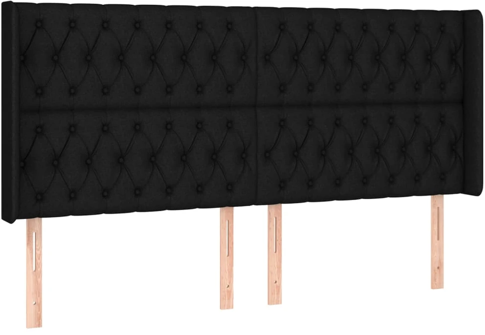 Galvūgalis su LED, juodos spalvos, 183x16x118/128cm, audinys