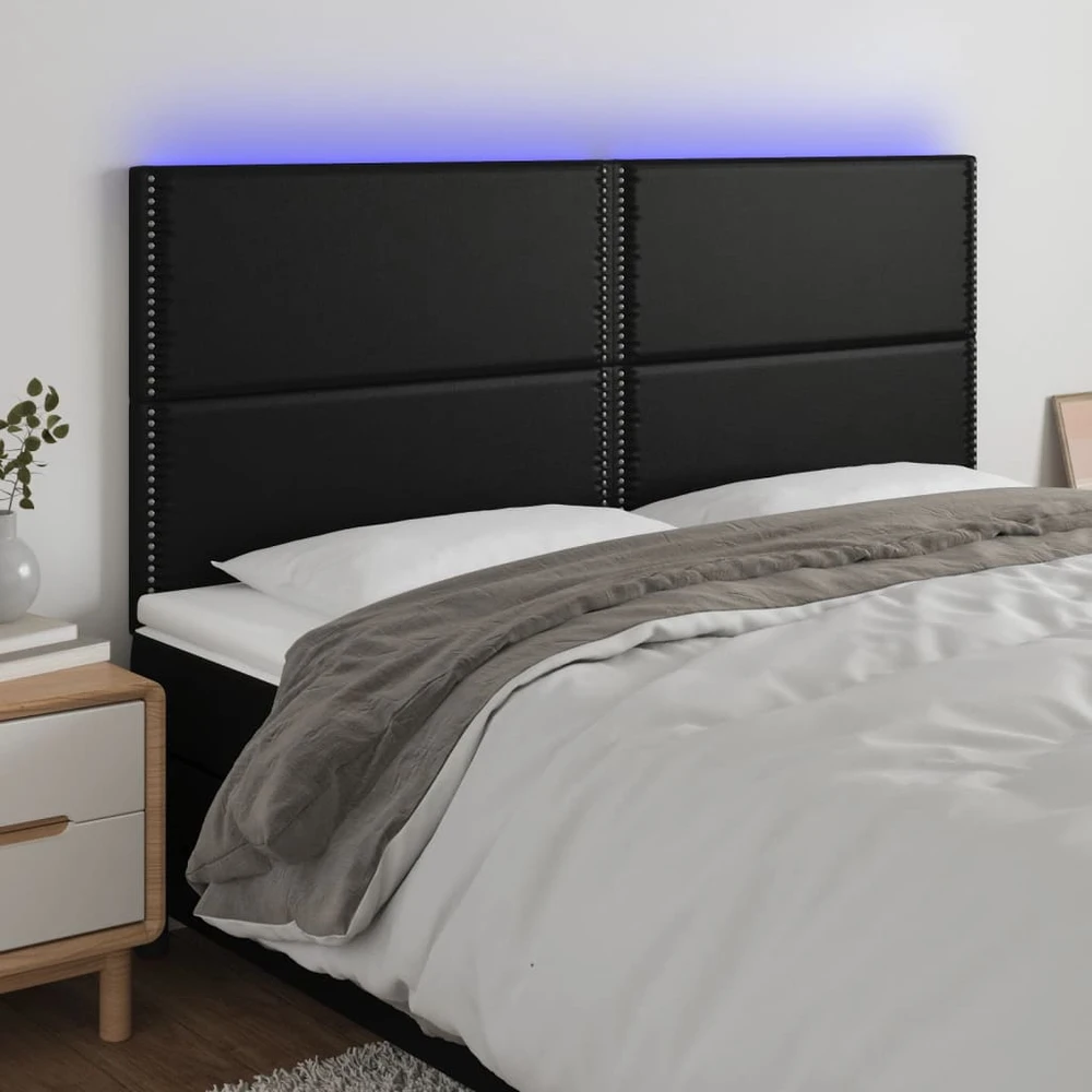 Galvūgalis su LED, juodos spalvos, 200x5x118/128 cm