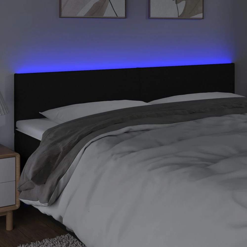 Galvūgalis su LED, juodos spalvos, 200x5x78/88cm, audinys