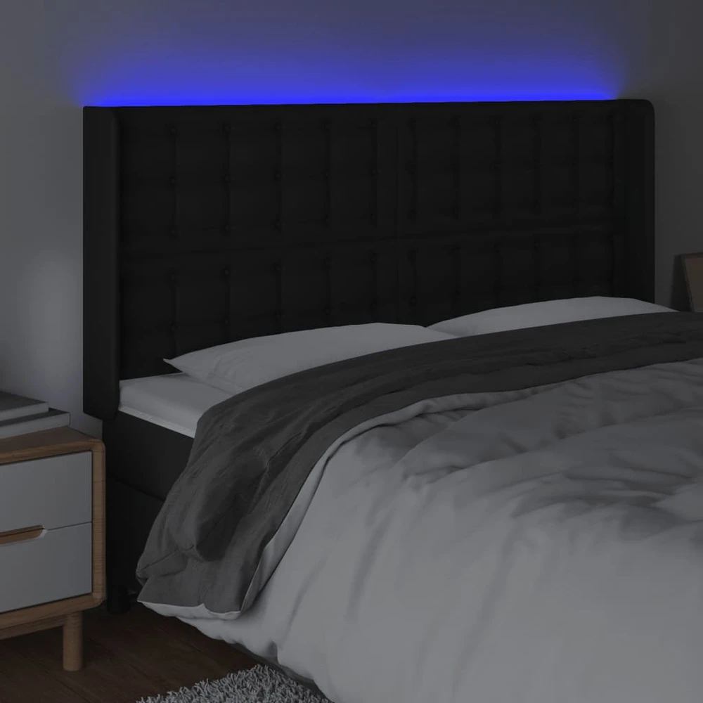 Galvūgalis su LED, juodos spalvos, 203x16x118/128 cm