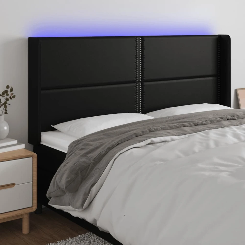 Galvūgalis su LED, juodos spalvos, 203x16x118/128 cm