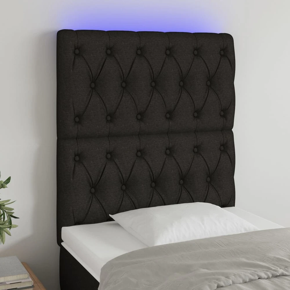 Galvūgalis su LED, juodos spalvos, 80x7x118/128cm, audinys