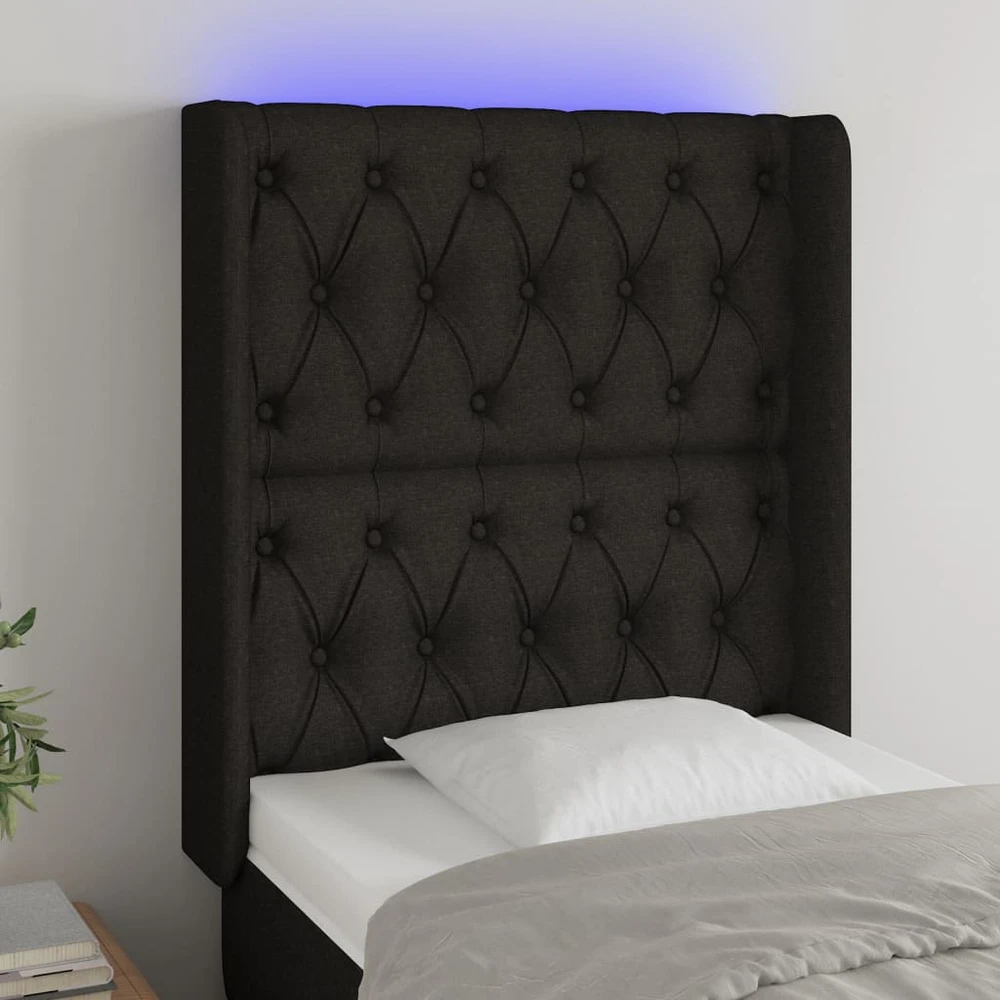 Galvūgalis su LED, juodos spalvos, 83x16x118/128cm, audinys