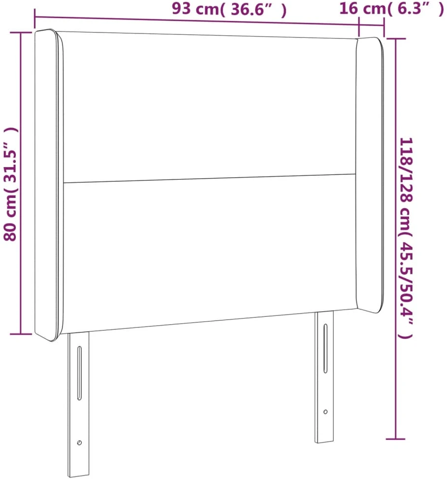 Galvūgalis su LED, juodos spalvos, 93x16x118/128 cm