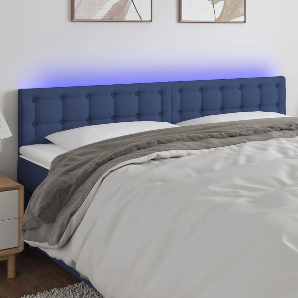 Galvūgalis su LED, mėlynos spalvos, 200x5x78/88cm, audinys
