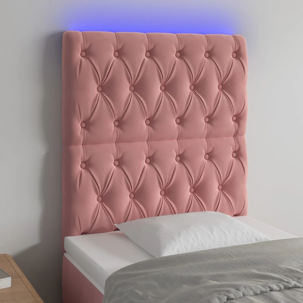 Galvūgalis su LED, rožinės spalvos, 80x7x118/128cm, aksomas