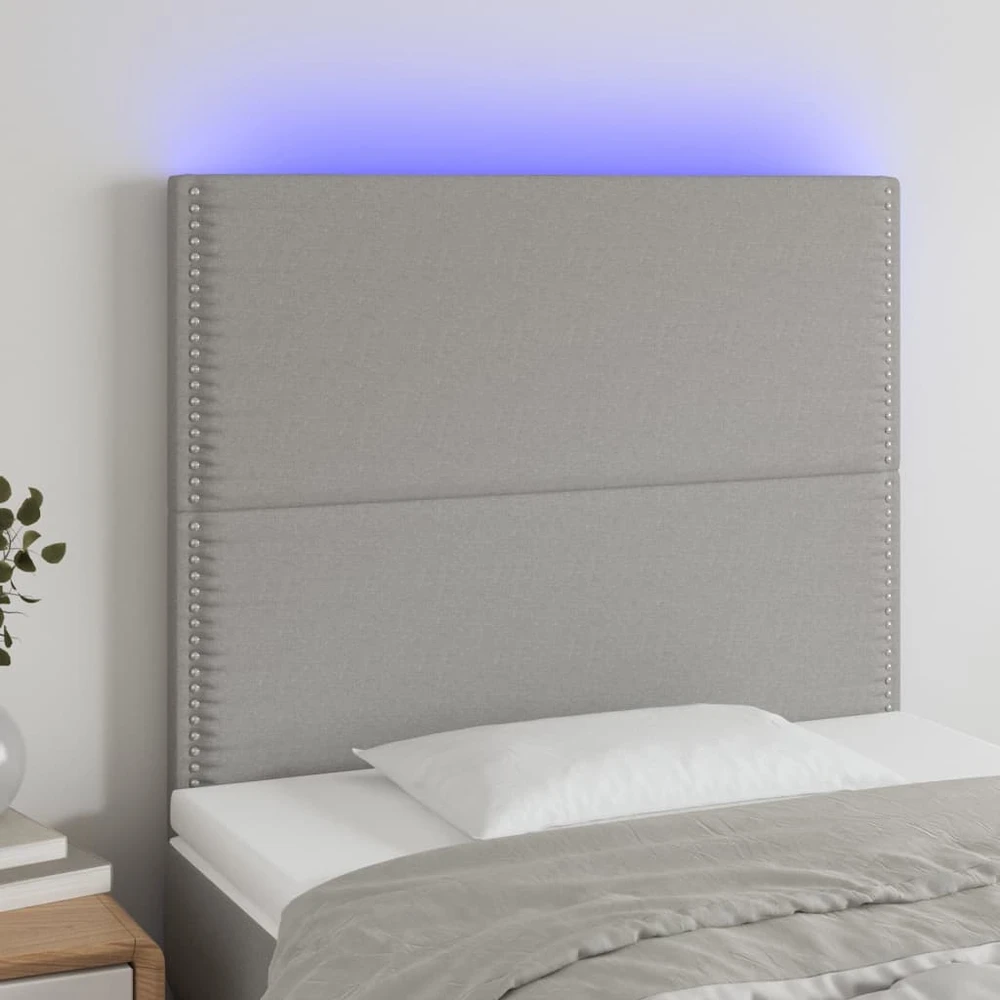 Galvūgalis su LED, šviesiai pilkas, 100x5x118/128cm, audinys