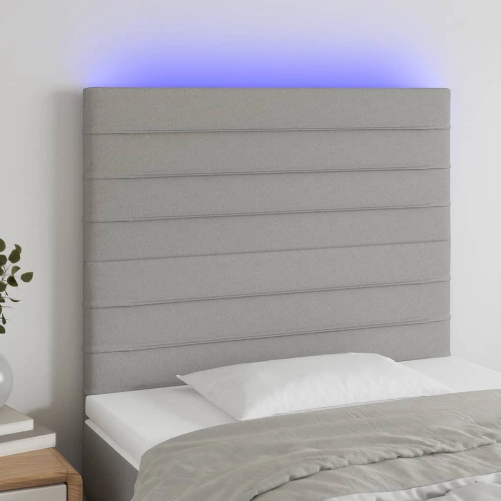 Galvūgalis su LED, šviesiai pilkas, 100x5x118/128cm, audinys