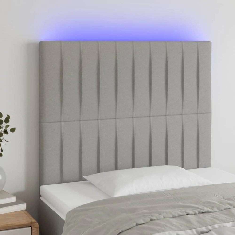 Galvūgalis su LED, šviesiai pilkas, 100x5x118/128cm, audinys