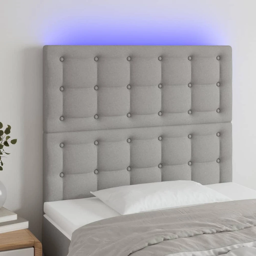 Galvūgalis su LED, šviesiai pilkas, 100x5x118/128cm, audinys
