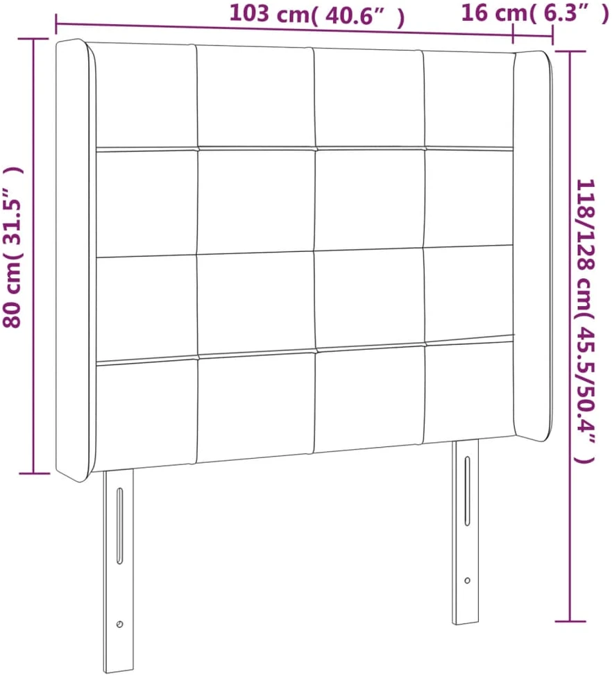 Galvūgalis su LED, šviesiai pilkas, 103x16x118/128cm, audinys