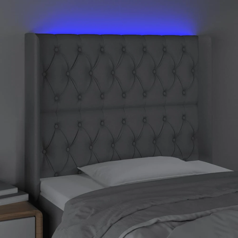 Galvūgalis su LED, šviesiai pilkas, 103x16x118/128cm, audinys