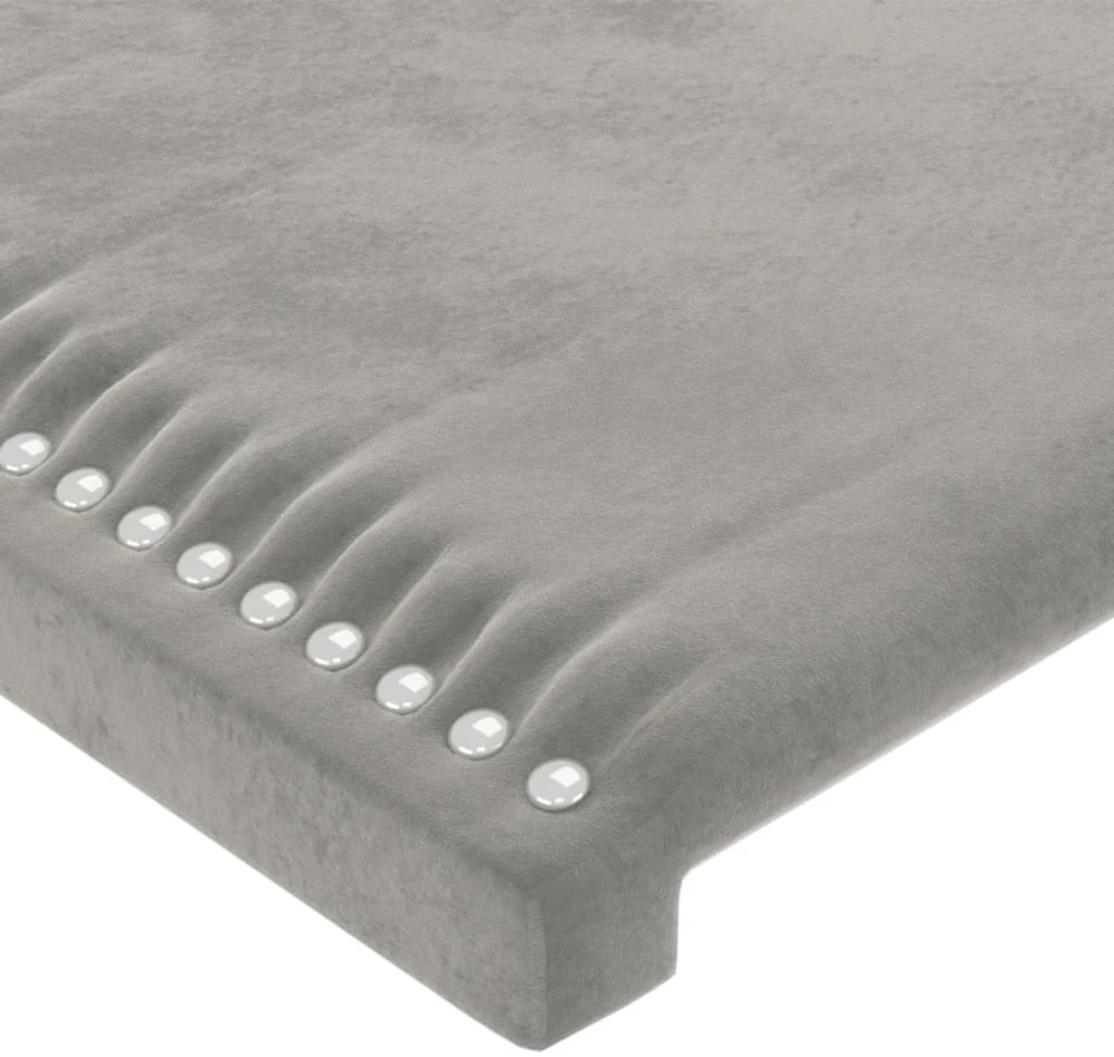 Galvūgalis su LED, šviesiai pilkas, 103x16x118/128cm, aksomas