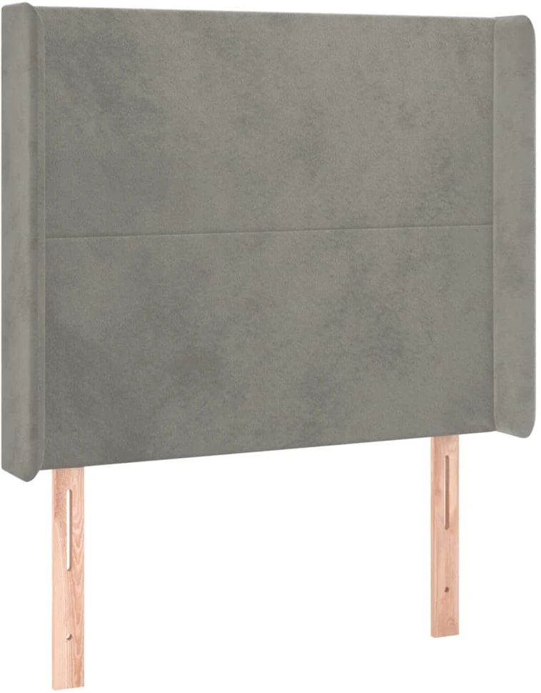 Galvūgalis su LED, šviesiai pilkas, 103x16x118/128cm, aksomas