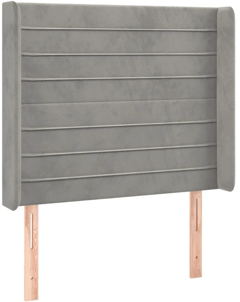 Galvūgalis su LED, šviesiai pilkas, 103x16x118/128cm, aksomas