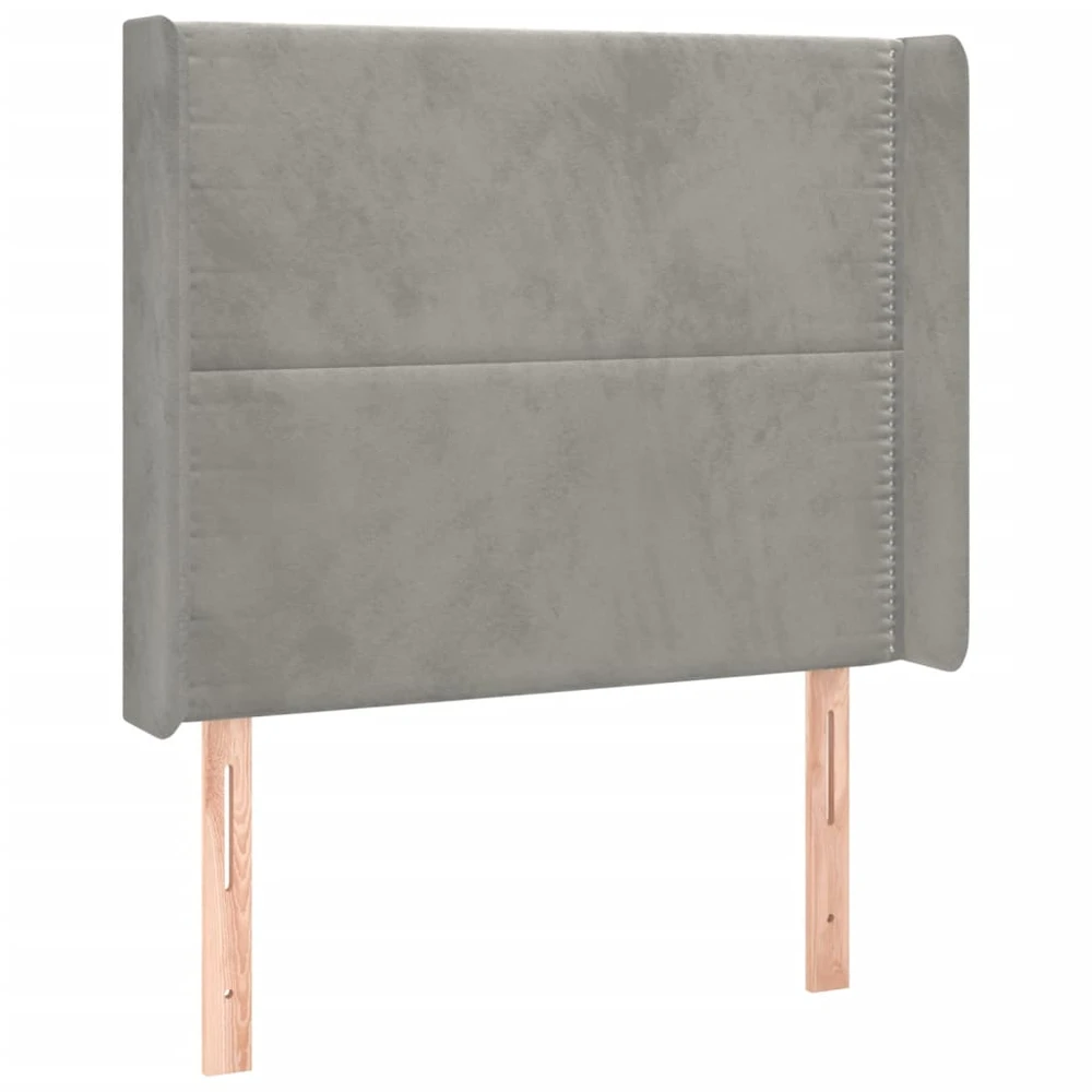 Galvūgalis su LED, šviesiai pilkas, 103x16x118/128cm, aksomas