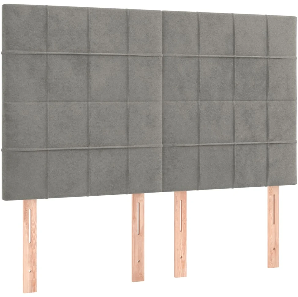 Galvūgalis su LED, šviesiai pilkas, 144x5x118/128cm, aksomas