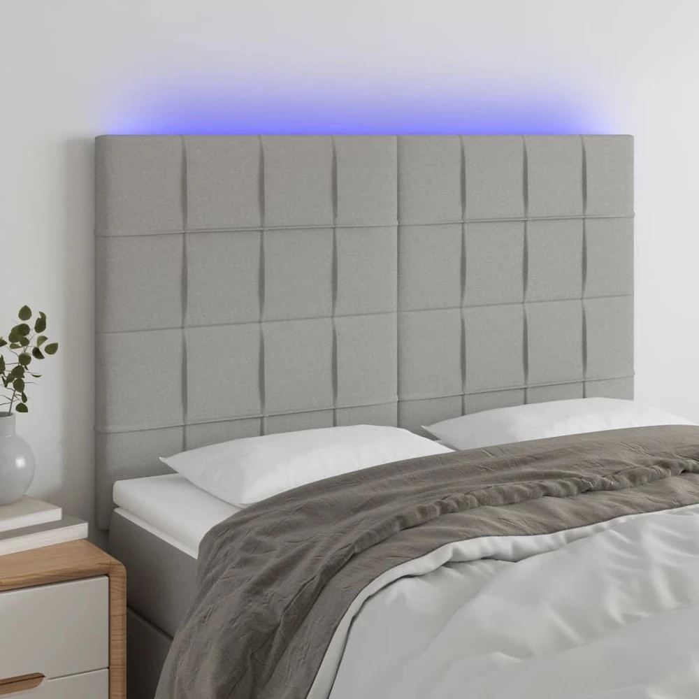 Galvūgalis su LED, šviesiai pilkas, 144x5x118/128cm, audinys