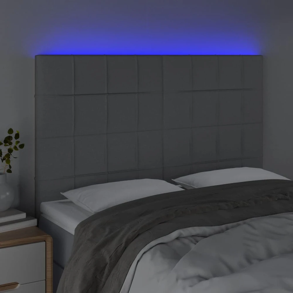 Galvūgalis su LED, šviesiai pilkas, 144x5x118/128cm, audinys