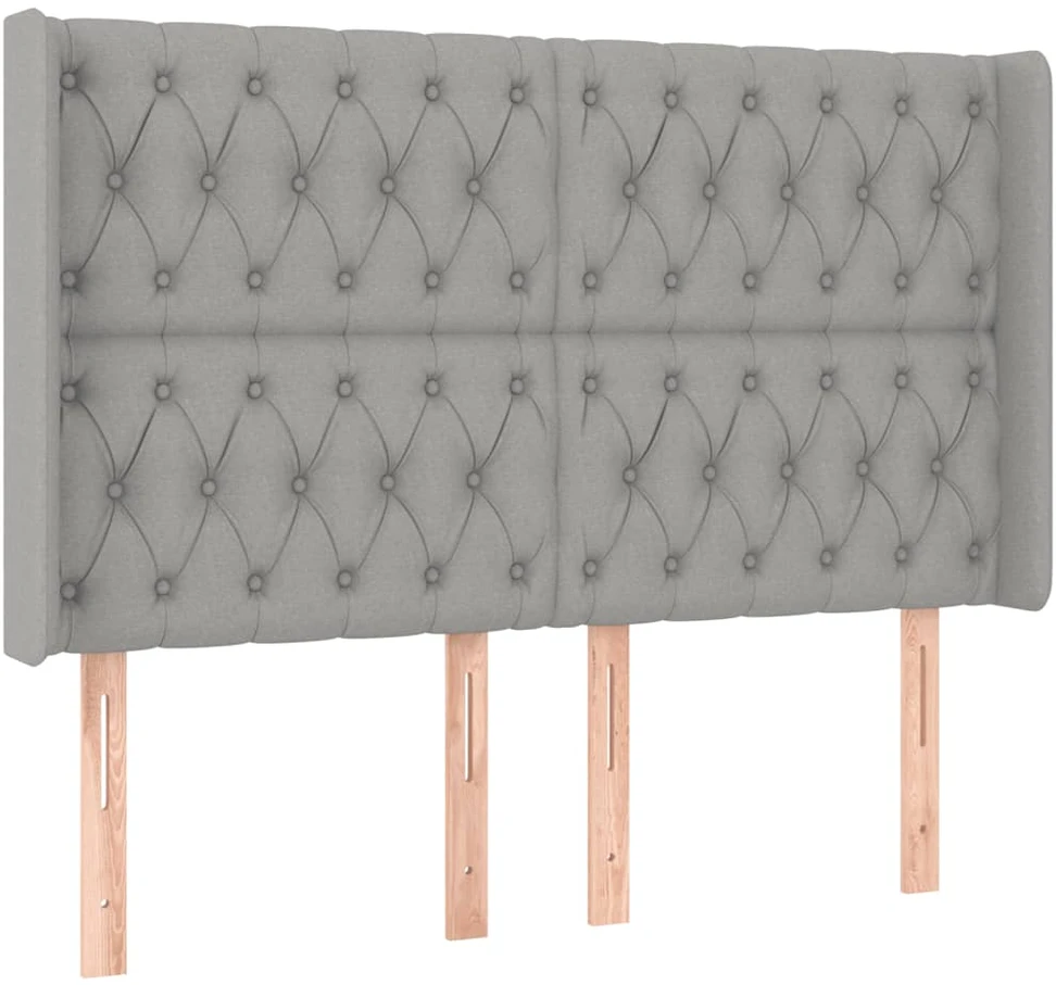 Galvūgalis su LED, šviesiai pilkas, 147x16x118/128cm, audinys