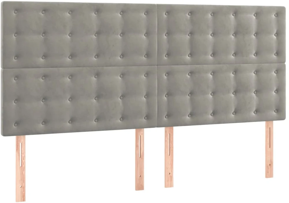 Galvūgalis su LED, šviesiai pilkas, 160x5x118/128cm, aksomas