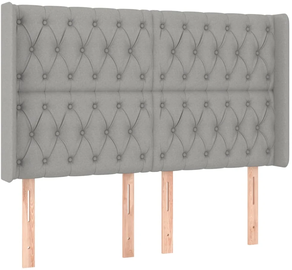 Galvūgalis su LED, šviesiai pilkas, 163x16x118/128cm, audinys