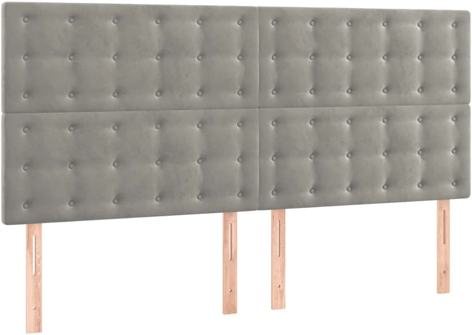 Galvūgalis su LED, šviesiai pilkas, 180x5x118/128cm, aksomas