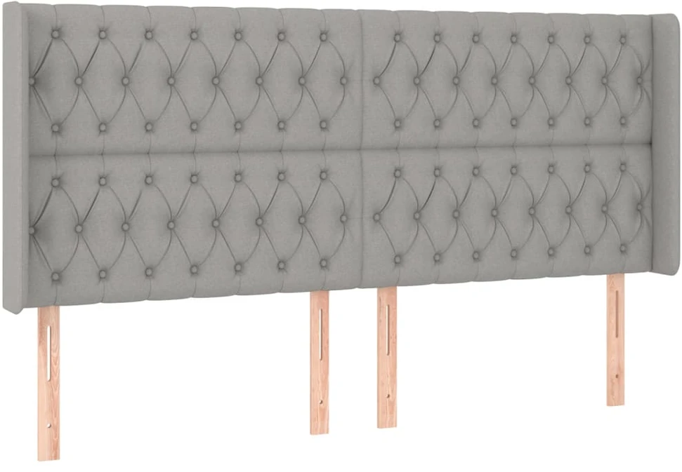 Galvūgalis su LED, šviesiai pilkas, 183x16x118/128/128cm