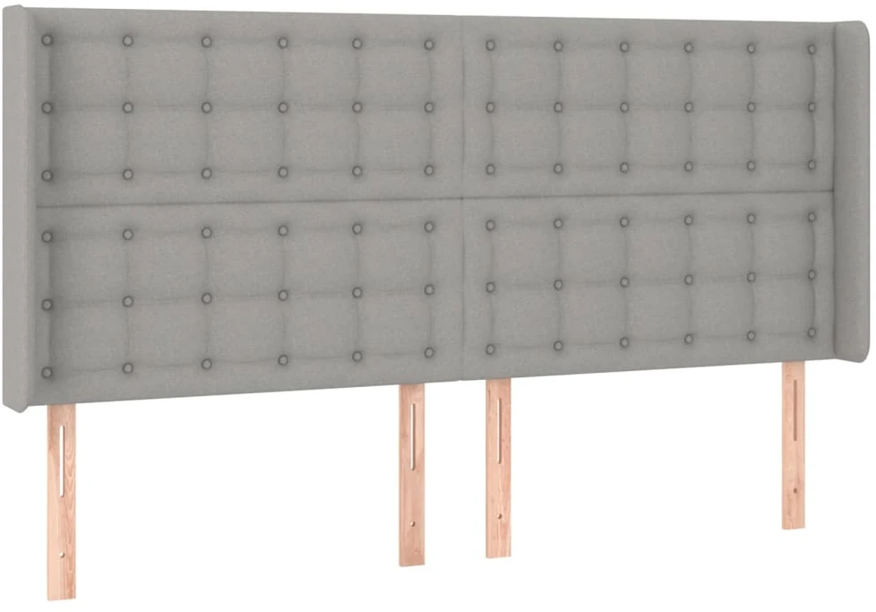 Galvūgalis su LED, šviesiai pilkas, 183x16x118/128/128cm