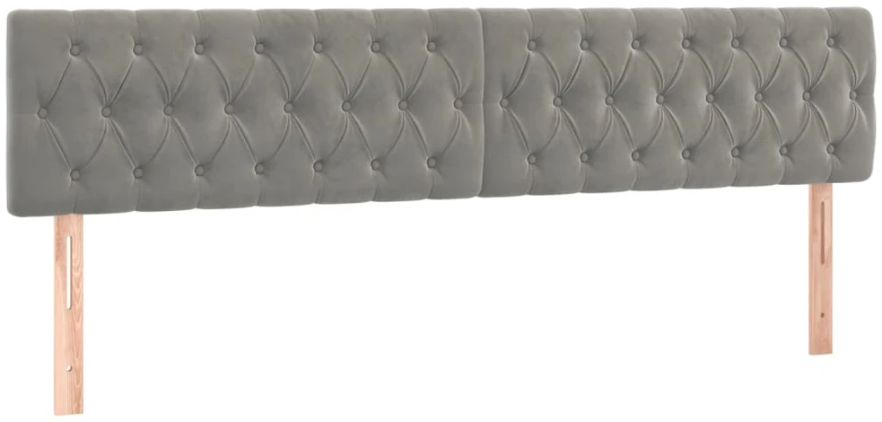 Galvūgalis su LED, šviesiai pilkas, 200x7x78/88cm, aksomas