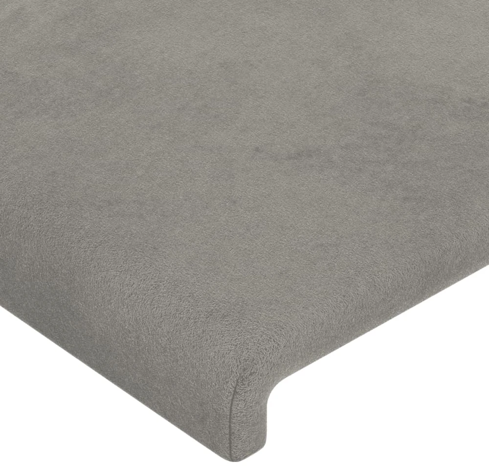 Galvūgalis su LED, šviesiai pilkas, 203x16x118/128cm, aksomas