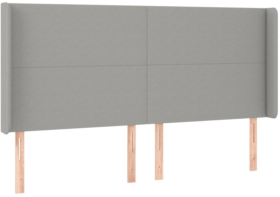 Galvūgalis su LED, šviesiai pilkas, 203x16x118/128cm, audinys