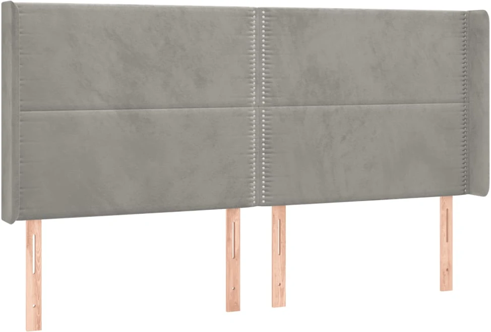 Galvūgalis su LED, šviesiai pilkas, 203x16x118/128cm, aksomas