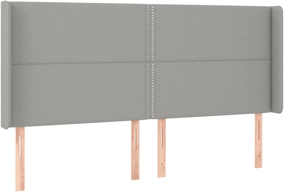 Galvūgalis su LED, šviesiai pilkas, 203x16x118/128cm, audinys