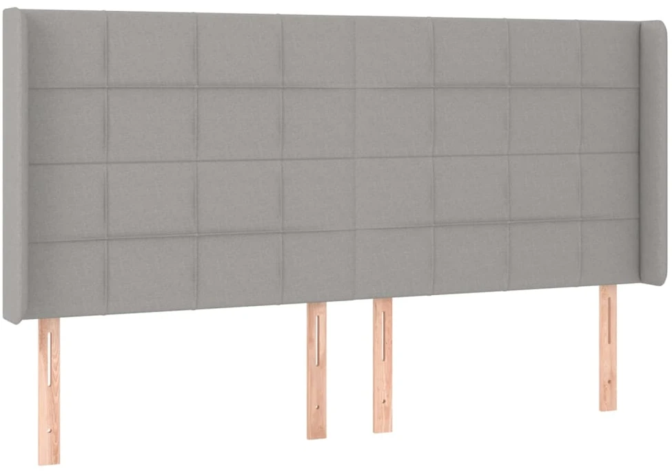 Galvūgalis su LED, šviesiai pilkas, 203x16x118/128cm, audinys