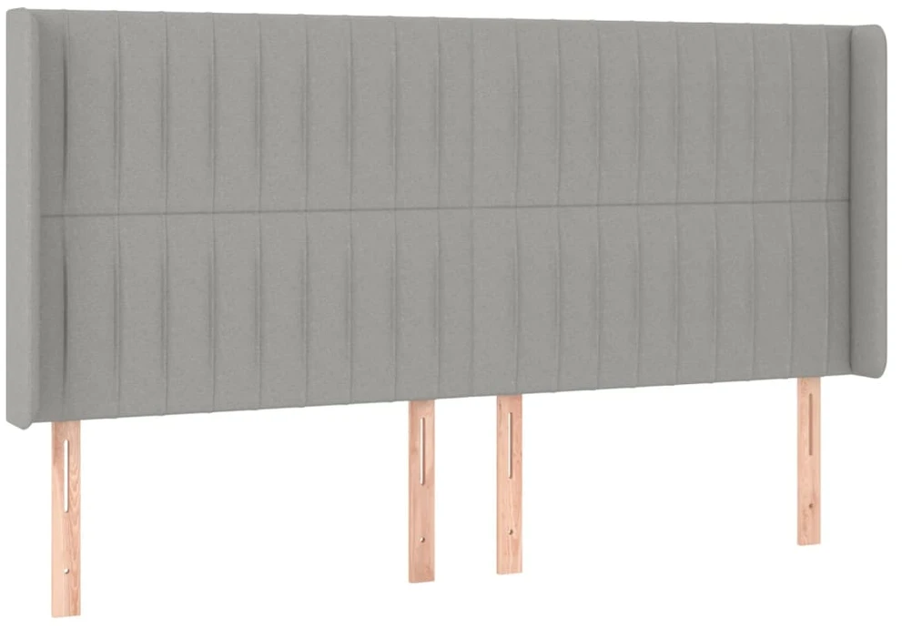 Galvūgalis su LED, šviesiai pilkas, 203x16x118/128cm, audinys