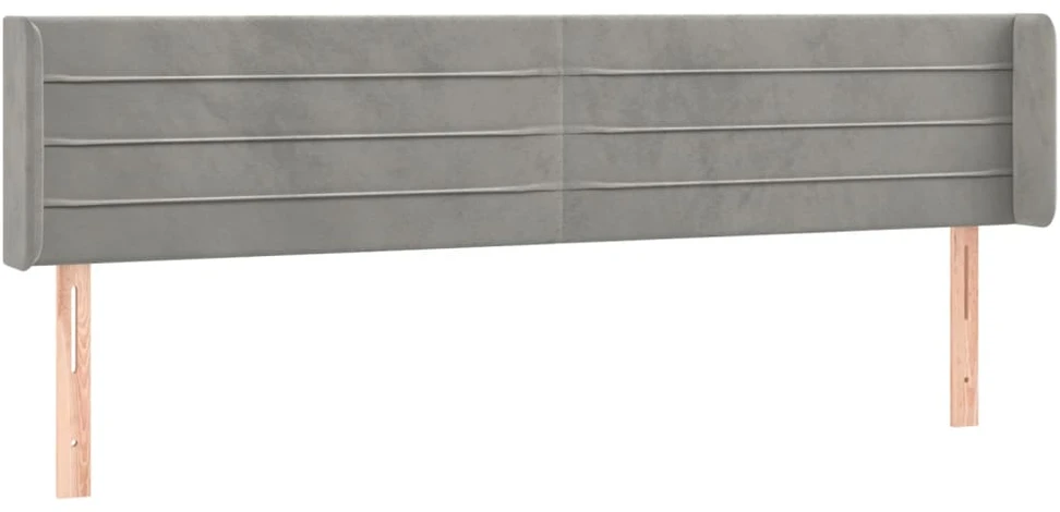 Galvūgalis su LED, šviesiai pilkas, 203x16x78/88cm, aksomas
