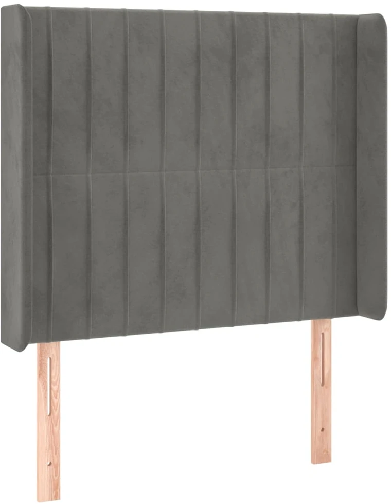 Galvūgalis su LED, šviesiai pilkas, 83x16x118/128cm, aksomas